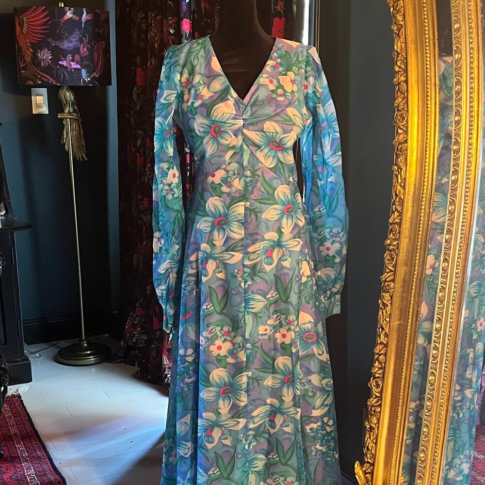 Vintage 70s Floral Maxi Dress Montgomery Ward Union Made Flower Child